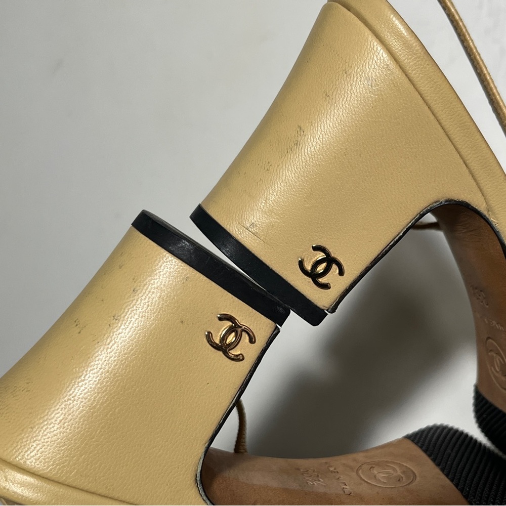 CHANEL Beige and Black Heels - Picture 7 of 12